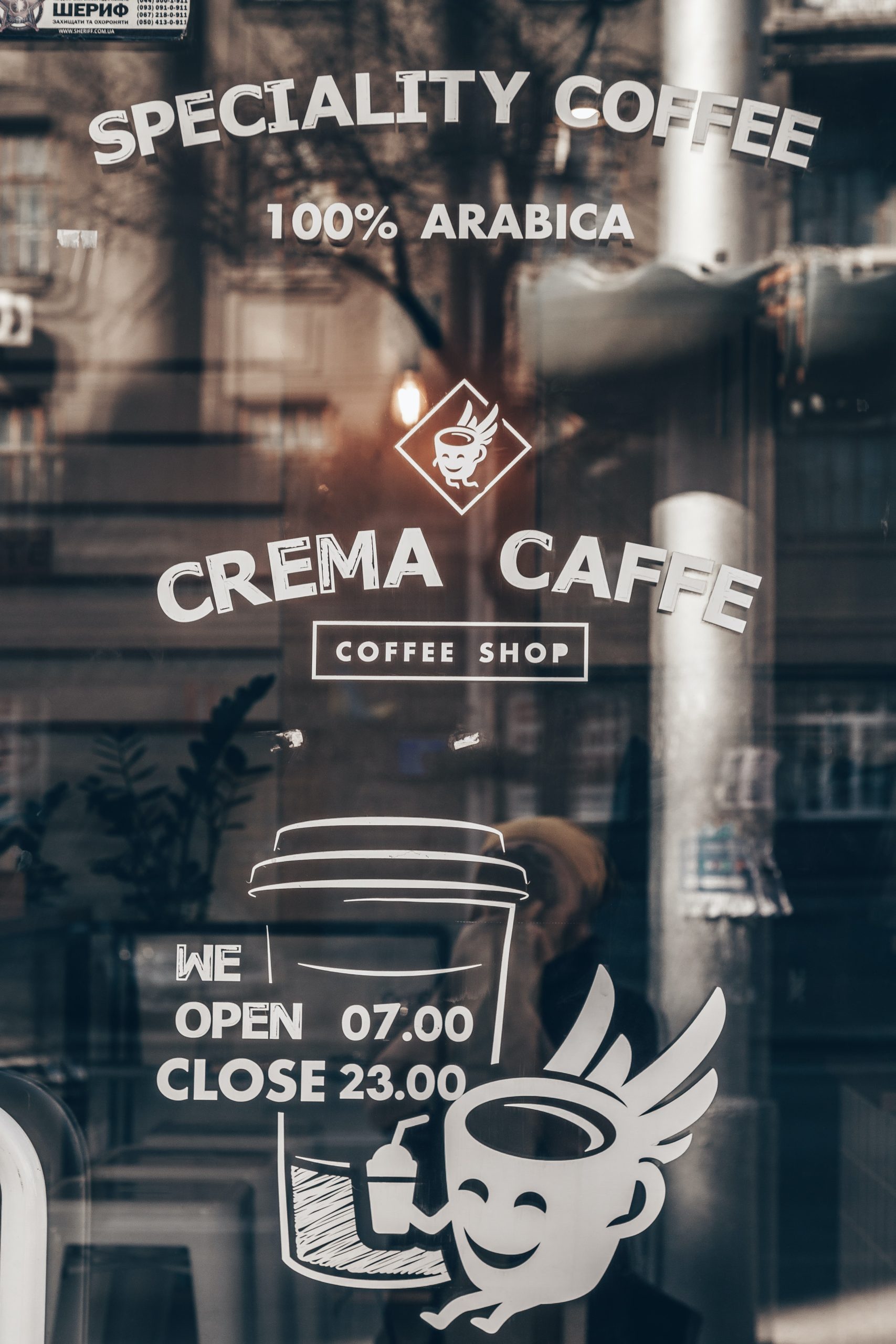Custom Vinyl Lettering for Crema Caffe